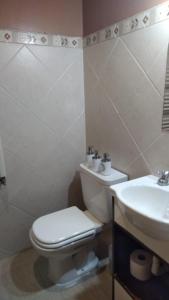 a bathroom with a toilet and a sink at avellaneda suites in R&iacute;o Gallegos