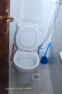 baño con aseo blanco con manguera en Lapetals-Paradise-3bedrooms-ABNB machakos town en Machakos