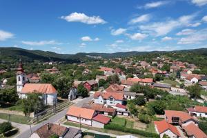 an aerial view of a small town with houses at Apartmani Filipović in Vrdnik