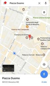 a screenshot of a cell phone with a map at Monolocale "Duomo" in Messina