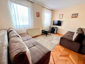 a living room with a couch and a television at Hotel Čile in Kolašin