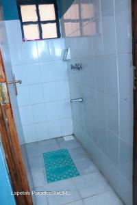 a bathroom with a shower with a glass door at Lapetals-Paradise-3bedrooms-ABNB machakos town in Machakos