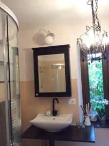 a bathroom with a sink and a mirror at Juli's Place in Rovinjsko Selo +38 photos
