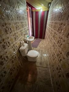 a bathroom with a toilet and a sink at Serenity Camp in Wadi Rum