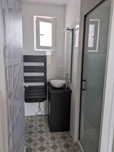 een badkamer met een wastafel en een spiegel bij "Le Royan" appartement proche gare et plage in Royan