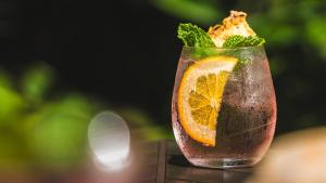 a drink in a glass with an orange slice at Tabacón Thermal Resort & Spa in Fortuna