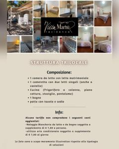 een collage van foto's van een bord voor een meubelhandelaar bij Villa Marhu' in Mattinata