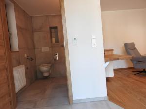 a bathroom with a toilet in a room at Einzel- Monteurzimmer barrierfrei in Forchtenberg