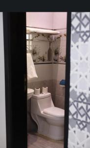 a bathroom with a toilet and a sink at فندق زوايا الماسية فرع الحمراء in Medina