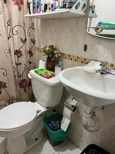 a bathroom with a toilet and a sink at Una Joya brillante in San Antonio