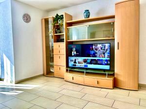 TV a/nebo společenská místnost v ubytování LuxuryOrion,nahe Europapark & Rulantica,Netflix,Disney,KartinaTV