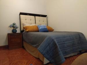 a bedroom with a bed with pillows on it at Casa del primo in Ixtapaluca