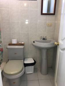 a bathroom with a toilet and a sink at Mi Casa en Rio in Riobamba