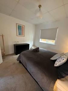 Un pat sau paturi într-o cameră la Cottage 3mn walk CBD/Marina. Wifi,AC, pet-friendly
