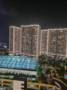 een groep van hoge gebouwen in een stad 's nachts bij -10% Căn hộ 2 ngủ ngay trung tâm Ocean Park 1 in Gia Lâm Pho