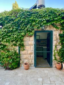 um edifício de pedra com uma porta com hera em Crown Solomon em Jerusalém
