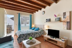 a bedroom with a bed and a tv in a room at Viviendas El Pescador - Timón in El Golfo