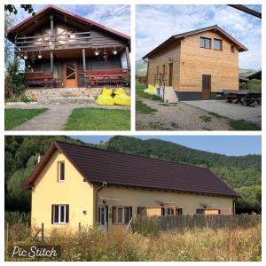 deux photos d'une maison et d'un bâtiment dans l'établissement Cabana Valisoara, à Vălişoara