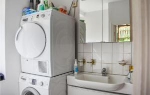 La salle de bains est pourvue d'un lave-linge et d'un lavabo. dans l'établissement Cozy Home In Sankt Ibb With Wifi, à Sankt Ibb