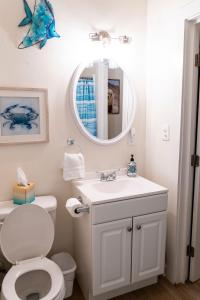 チャールストンにあるMadrona's Guesthouse- Convenient location, pet friendlyのトイレ、洗面台、鏡のあるバスルーム +23枚の写真