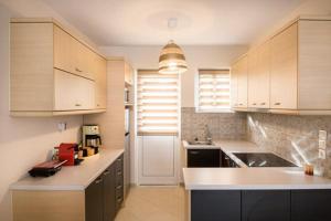 una cucina con lavandino e piano di lavoro di Marathon Luxury Suites - 2 bedroom a Schinias