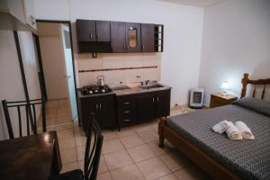 cocina con cama y lavabo en una habitación en Apart Hotel Andino en Mendoza