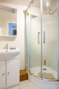 a bathroom with a shower and a sink at Le blanc 23D 1ère ETG F2 duplex face gauche in Le Blanc-Mesnil