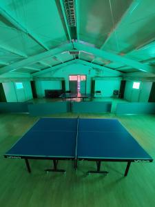 a ping pong table in an empty room with a ping pong table at Hostel SuzZzy in Novska