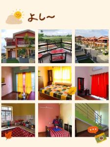 un collage de fotos de diferentes tipos de casas en Bolpur Shantiniketan Bungalow on Kopai River en Santiniketan