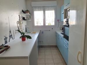 Kuchyň nebo kuchyňský kout v ubytování Élégant apt avec vue Tour Eiffel & parking privé