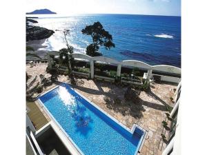 an aerial view of a swimming pool and the ocean at Seaside Hotel Geibousou - Vacation STAY 92572v in Shima