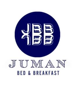 a logo for a bed and breakfast with the words lbm bed and breakfast at Juman B&B in Seeb