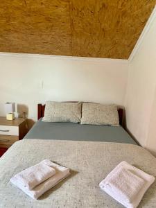 a bedroom with a bed with two towels on it at Apartments Bozovic in Žabljak