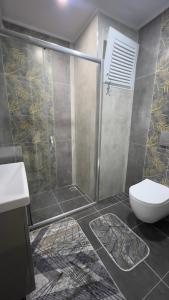 加濟帕夏的住宿－GAZİPAŞA SELİNTİ CİTY DUBLEX 2 Oda，带淋浴、卫生间和盥洗盆的浴室