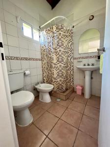 a bathroom with a toilet and a sink at Complejo Alberdi depto 8 in Tandil