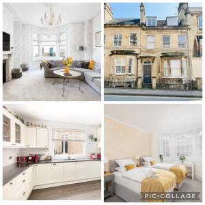 a collage of photos of a living room and a house at 5 Bedroom magnificent Georgian Townhouse- city centre in Bath