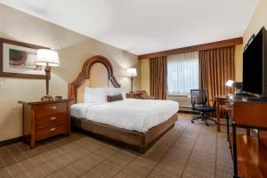 um quarto de hotel com uma cama, uma secretária e uma televisão em Best Western Plus Boomtown Casino Hotel em Reno