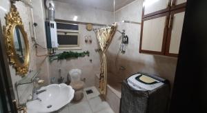 een badkamer met een wastafel en een toilet. bij العشرين فيصل الجيزة in Caïro
