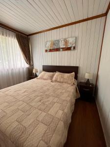a bedroom with a large bed with two night stands at 215 Cacique Catrini in Licán Ray