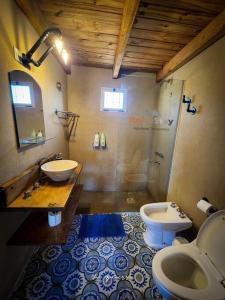 a bathroom with a toilet and a sink at Cabaña - El gran escape in Salta