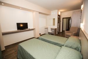 アルチドッソにあるB&b Amiataのベッド2台、薄型テレビが備わるホテルルームです。
