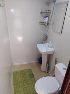 a bathroom with a white toilet and a sink at Masturabonu Ravshan in Bukhara