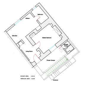 a floor plan of a building at Family house by the seaside of Karavostasis in Karavostasi