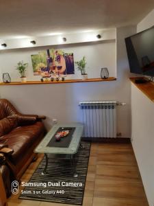 sala de estar con sofá y mesa de centro en Kuca za odmor Vinica breg en Varaždin