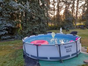 a small tub with a fountain in a yard at Ferienwohnung in Bohndorf