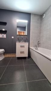 uma casa de banho com um lavatório, uma banheira e um WC. em BIENVENUE88 em Chessy