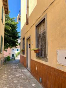 een gebouw met een raam met een potplant erop bij Il Gatto Nero in Coreglia Antelminelli