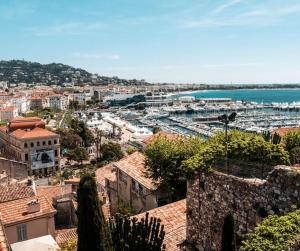 a view of a harbor with boats in the water at WOW* mer/piscine/climat/parking in Cannes