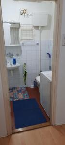 a small bathroom with a sink and a toilet at Apartman Boba in Ruma