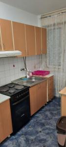 una cucina con fornelli e lavello di Apartman Boba a Ruma Altre 2 foto
